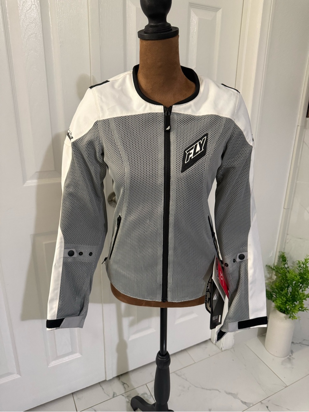 Women's Gray & White Mesh Motorcycle Jacket